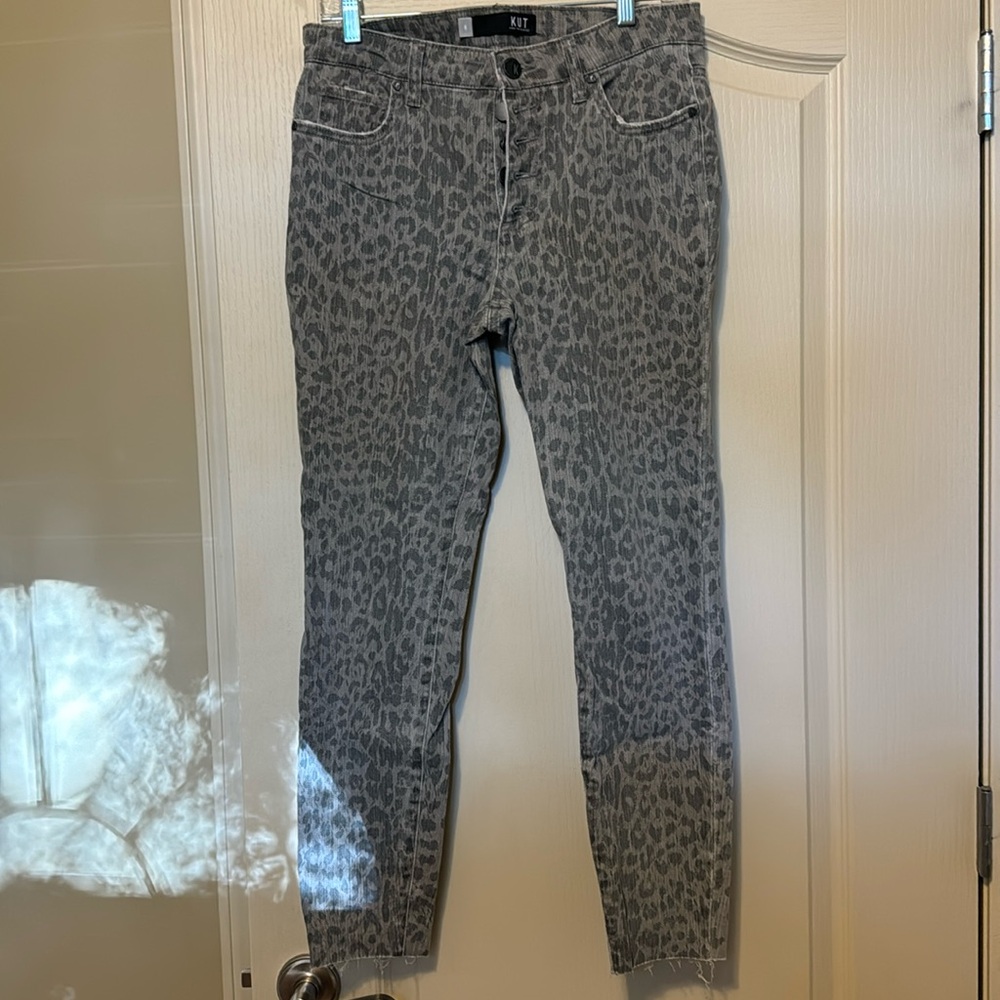 Kut from the Kloth grey leopard print jeans